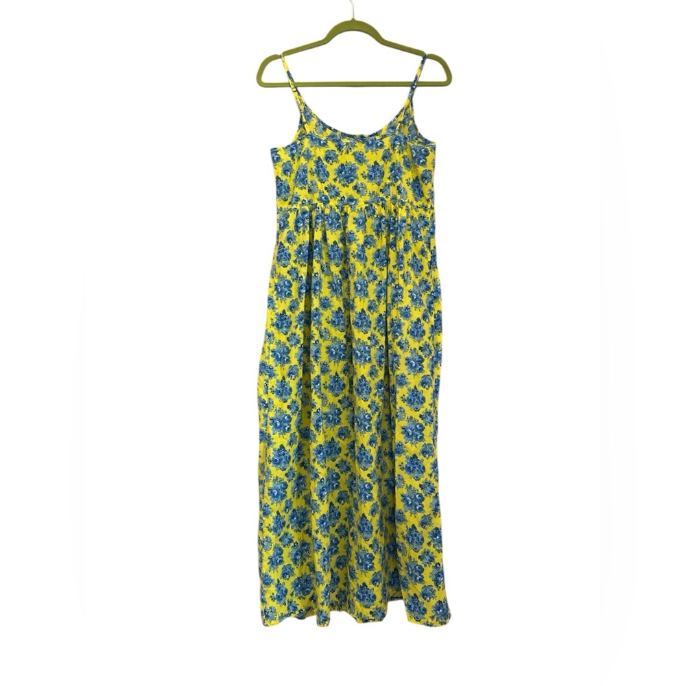 April Cornell Floral Blue Sleeveless Boho Adjustable Straps Maxi Dress Size S - Picture 2 of 10